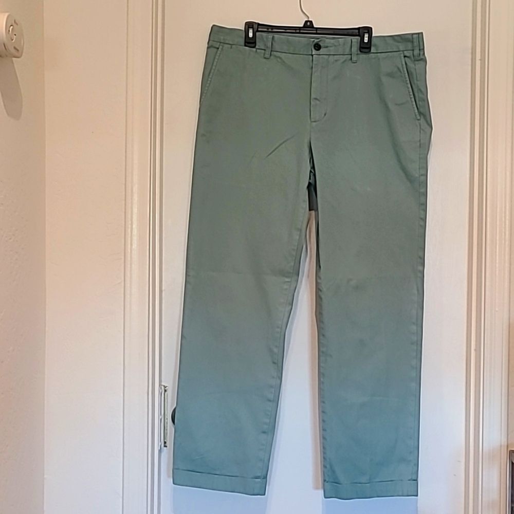 Land's End Flat Front Chino Traditional Fit Pants sz 40W Sea Green